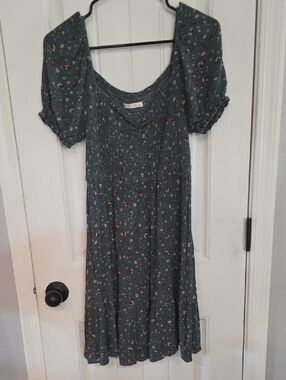 BE COOL Teal Floral Puff-Sleeve Midi Dress